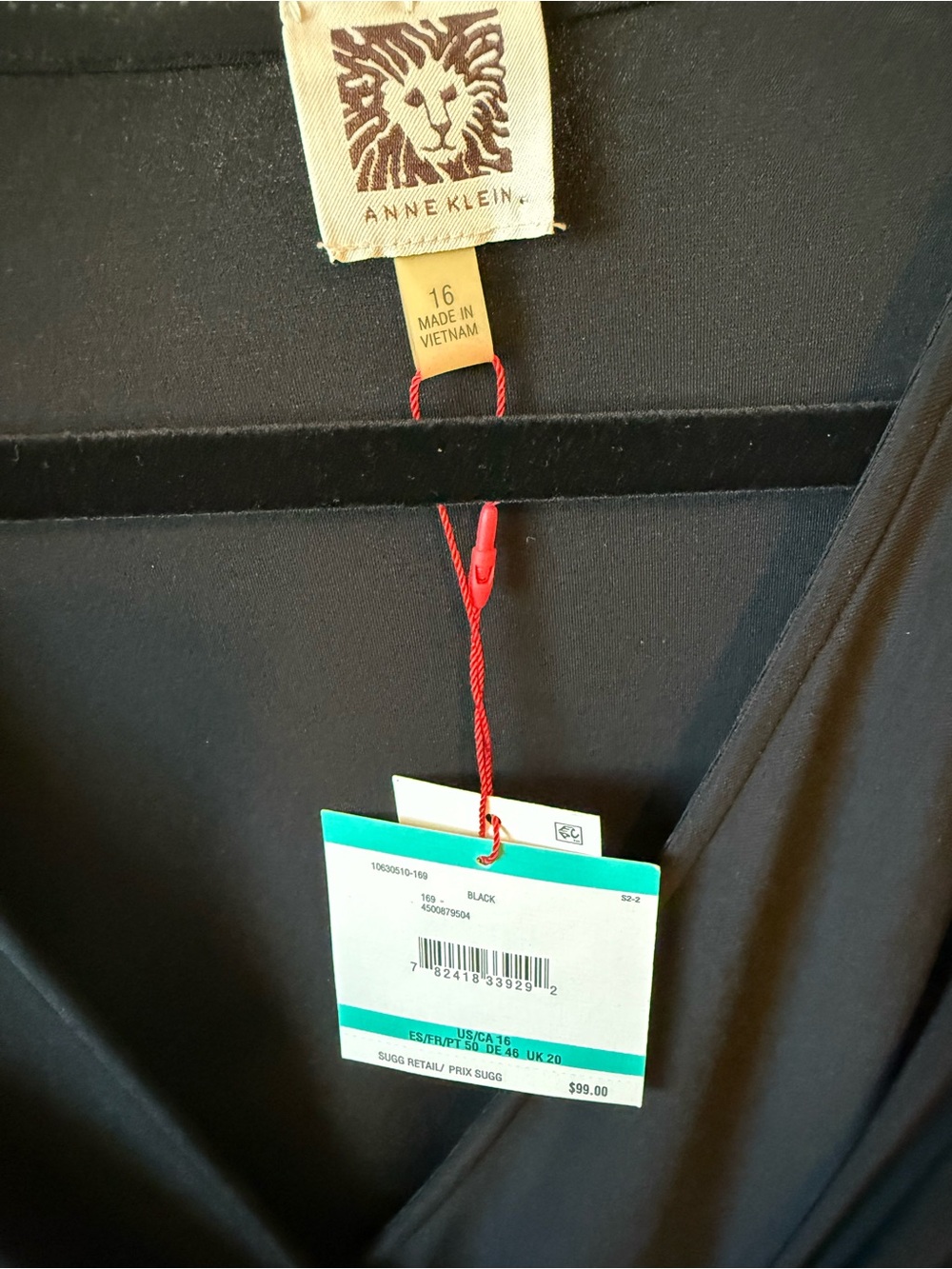 Anne Klein Black Faux Wrap-Style Knot Dress. - Picture 4 of 7